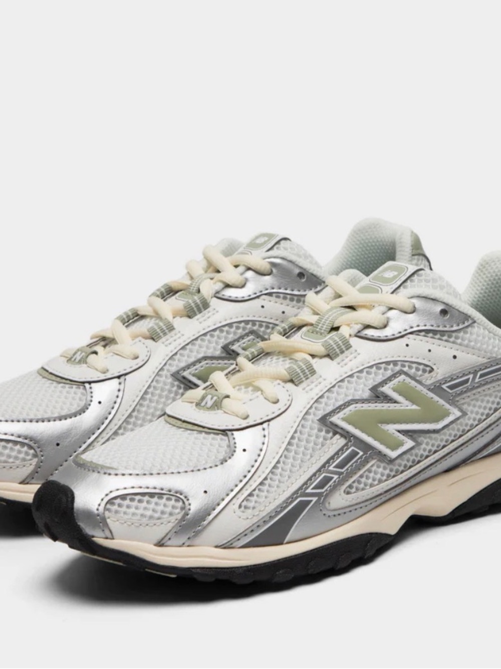 New Balance Silver and Sage Runner Sneakers